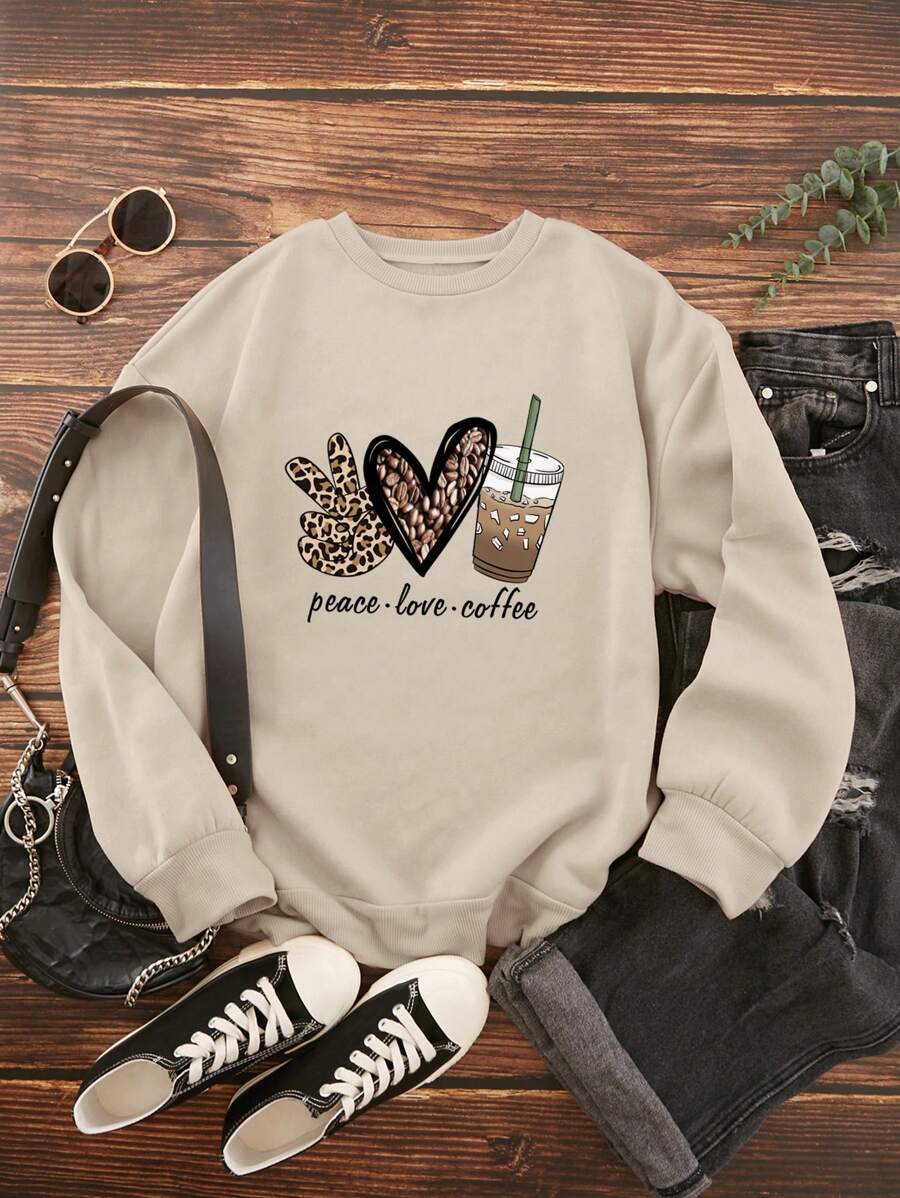 INAWLY Sudadera con gráfico de corazón y letra, forro térmico, manga larga