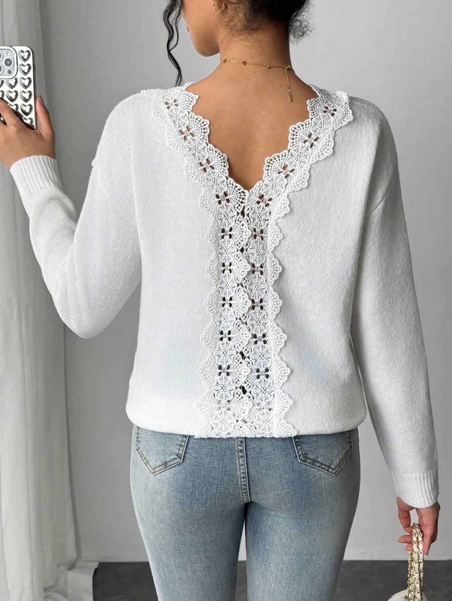 SHEIN LUNE New European & American Style Casual Loose Knit Sweater, Fashion Minimalist Knitwear For Women, Autumn/Winter