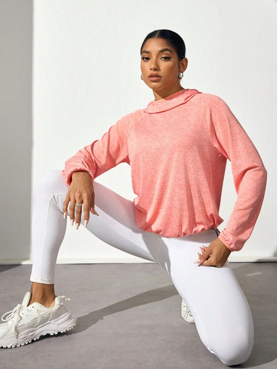 Women Raglan Sleeve Casual Daily Fitness Sports Long Sleeve Sweatshirt
