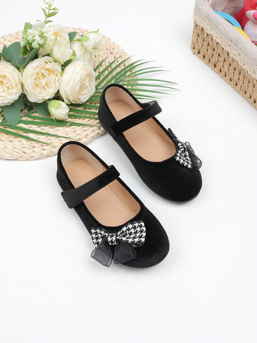 Girls' Fashion Bowknot Plush Soft Bottom Flats, Princess Shoes, New Versatile Flat Shoes