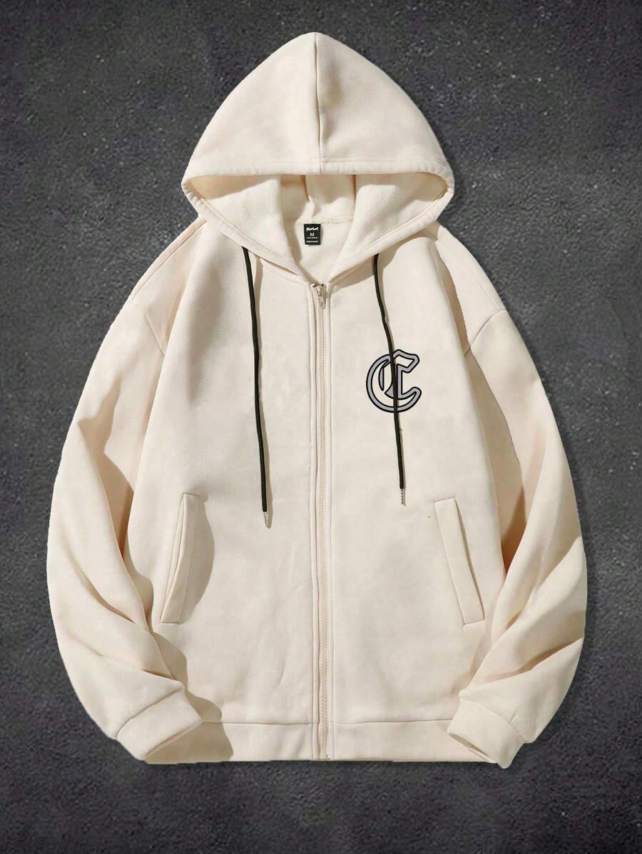 Manfinity Hypemode Męska bluza z kapturem i ściągaczem w postaci nadruku na literę