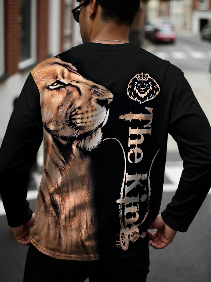 Manfinity LEGND T-shirt à manches longues casual pour homme grande taille, minimaliste et tendance, porte-le tous les jours. T-shirt graphique à manches longues pour homme