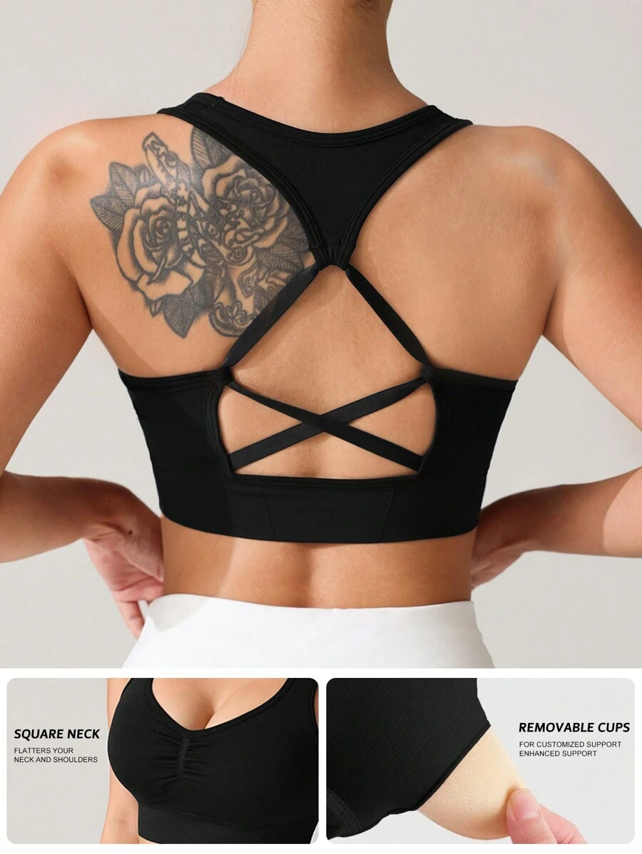 SHEIN Sport Studio Damen einfarbige ärmellose Lässig Bluse mit Cut-outs, Alltagsmode