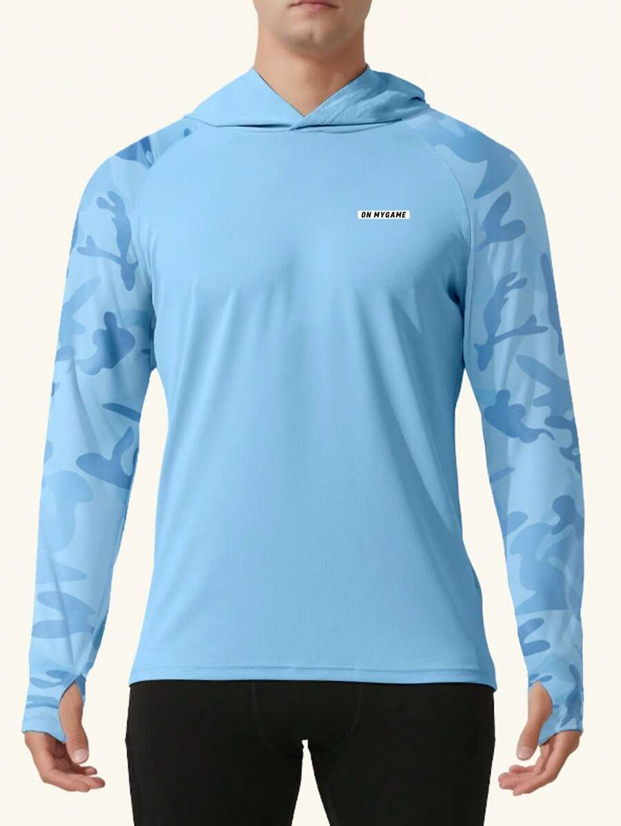 Manfinity Sport Corelite Felpa con cappuccio da uomo in stile boyfriend, con maniche a raglan e stampa mimetica, per allenamento e attività quotidiane, felpa con cappuccio sportiva a manica lunga