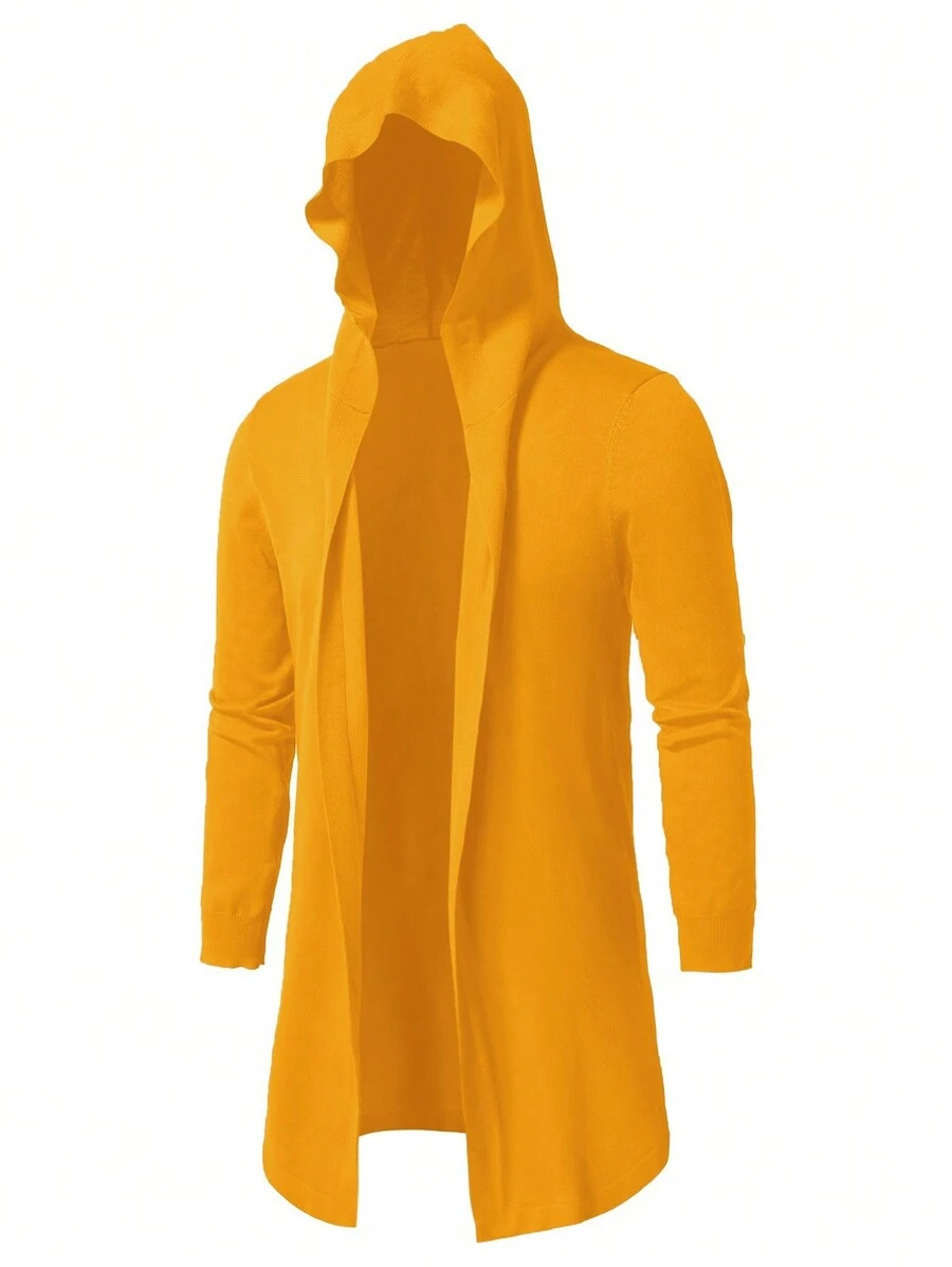 Manfinity Homme Men's Solid Color Long Sleeve Casual Hooded Cardigan, Autumn/Winter