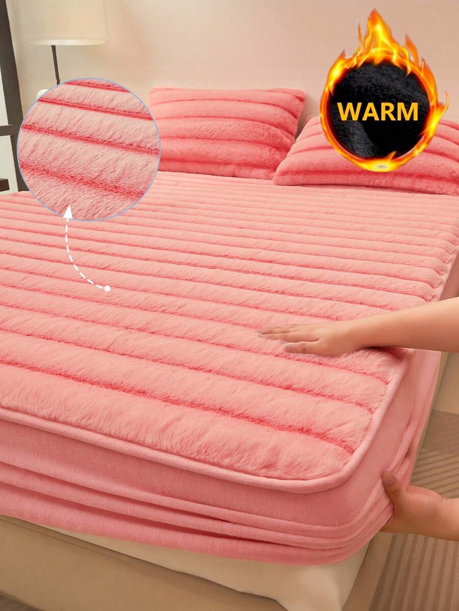 1pc Fitted Sheet, Bedding, Bed Cover, Fitted Sheet, Mattress Cover, Solid Color Fitted Sheet, Cozy And Breathable Mattress Protector, Simple Style Home Textile, Soft And Anti-Pilling Bed Cover, Skin-Friendly Fitted Sheet, Pillow And Pillowcase Not Included, Home Decoration, Fits For All Sizes Of Beds - Twin, Full, Queen, King, Suitable For All Seasons, Valentine's Day Gifts, Machine Washable