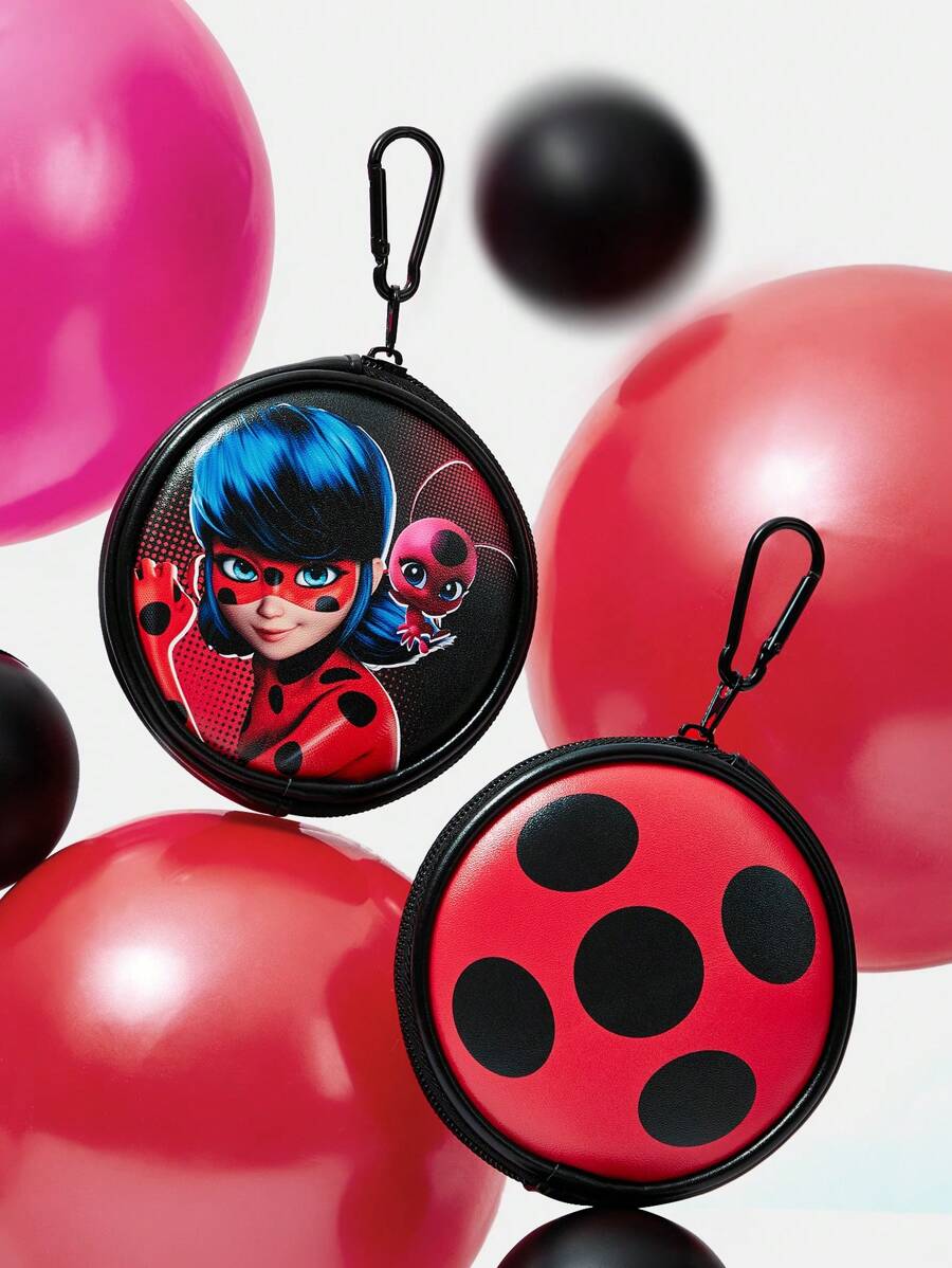 Miraculous Ladybug X SHEIN Cartoon Figure & Polka Dot Print Round Coin Purse