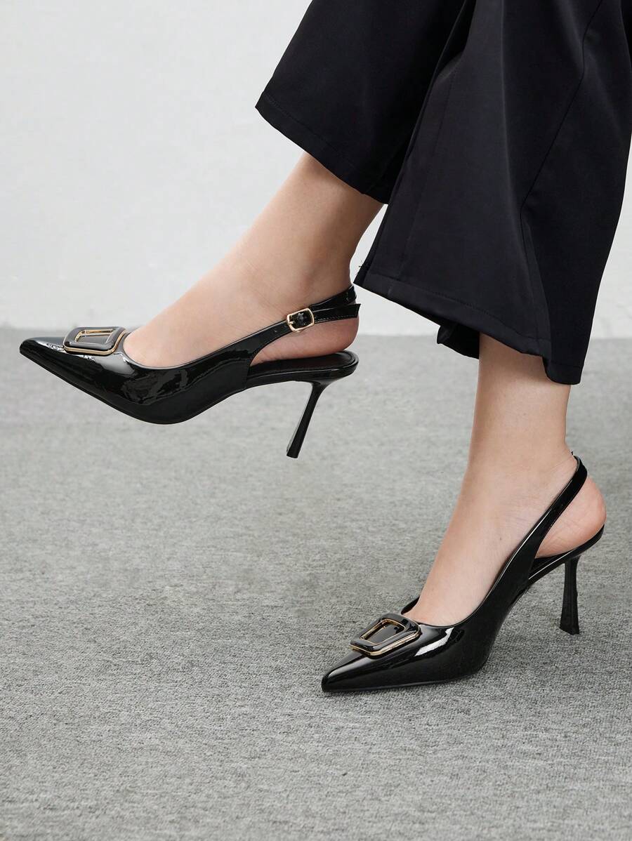 CUCCOO BIZCHIC Women Metal Decor Pointed Toe Minimalist High Heel Shoes, Casual & Daily Wear Spring Shoes Spring Break Easter