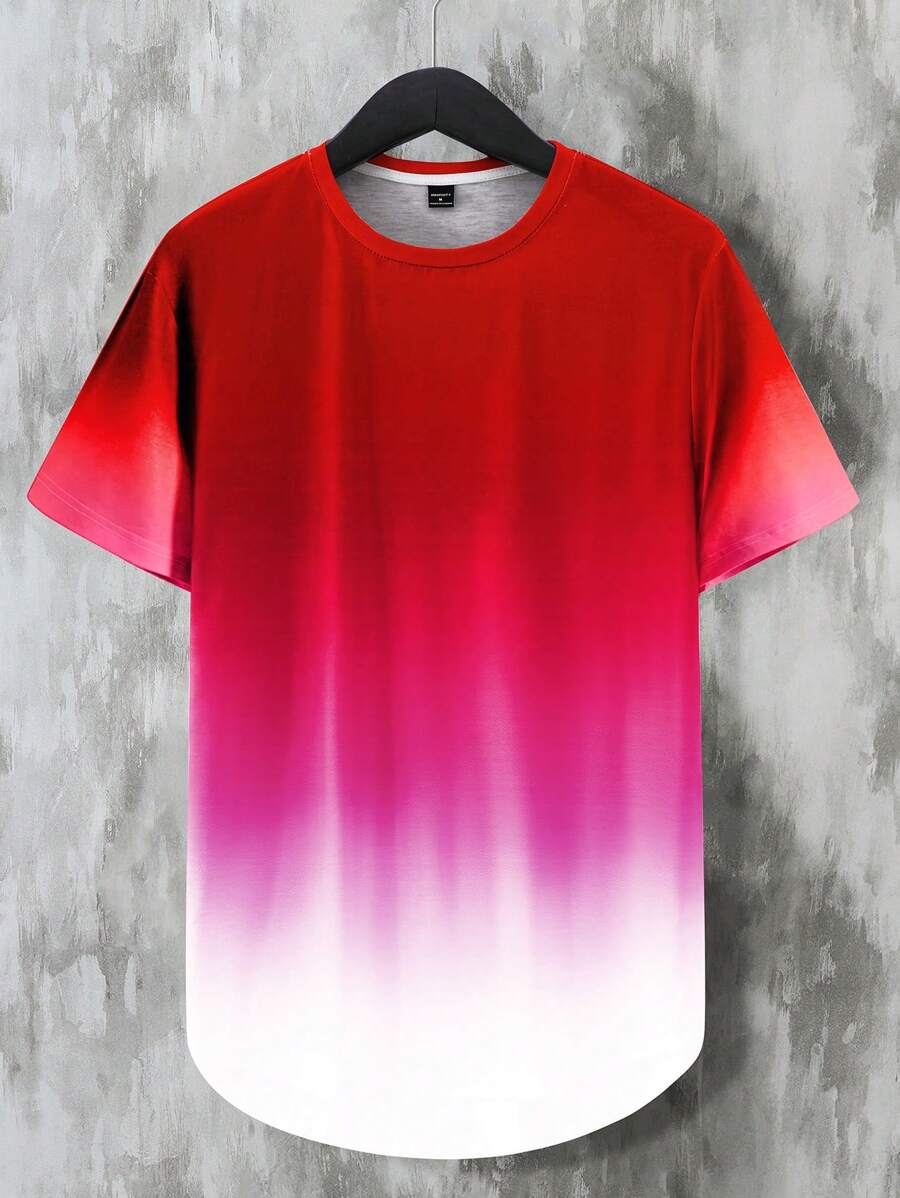 Manfinity Homme Heren ronde hals korte mouw Ombre minimalistische casual top