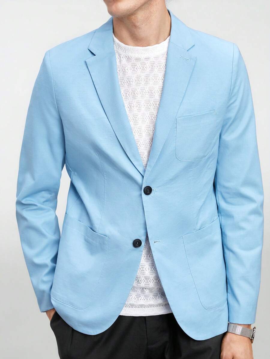Manfinity VCAY Men Woven Long Sleeve Formal Business Casual Regular Fit Blazer, Suitable For Daily Wear, Spring & Summer