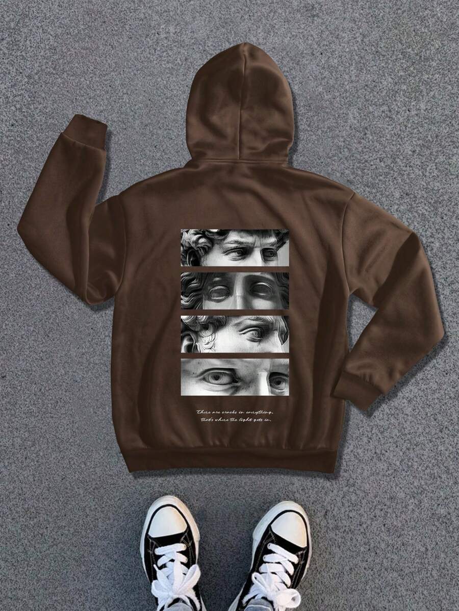 Manfinity EMRG Men's Graphic Printed Long Sleeve Hoodie, Casual Everyday Wear