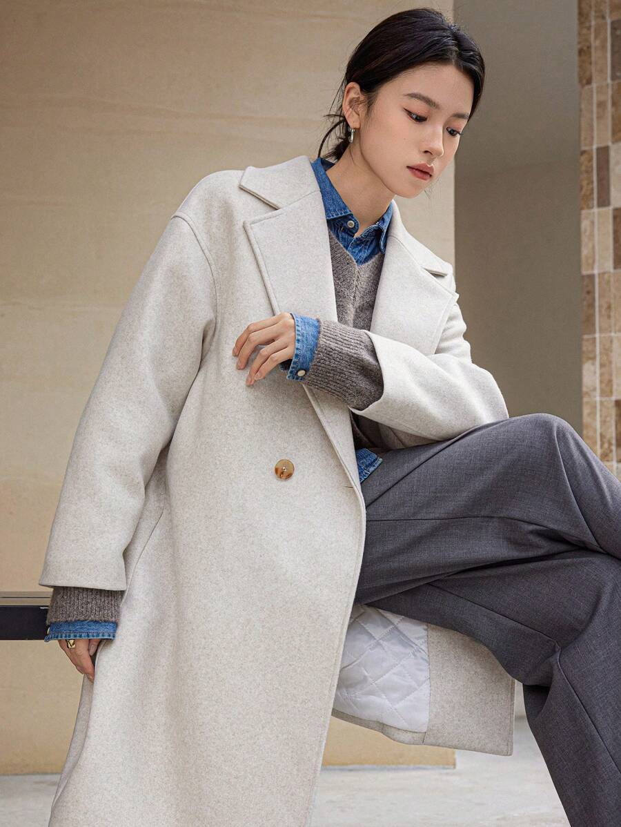 Dazy-Less Cappotto oversize semplice di colore unito da donna