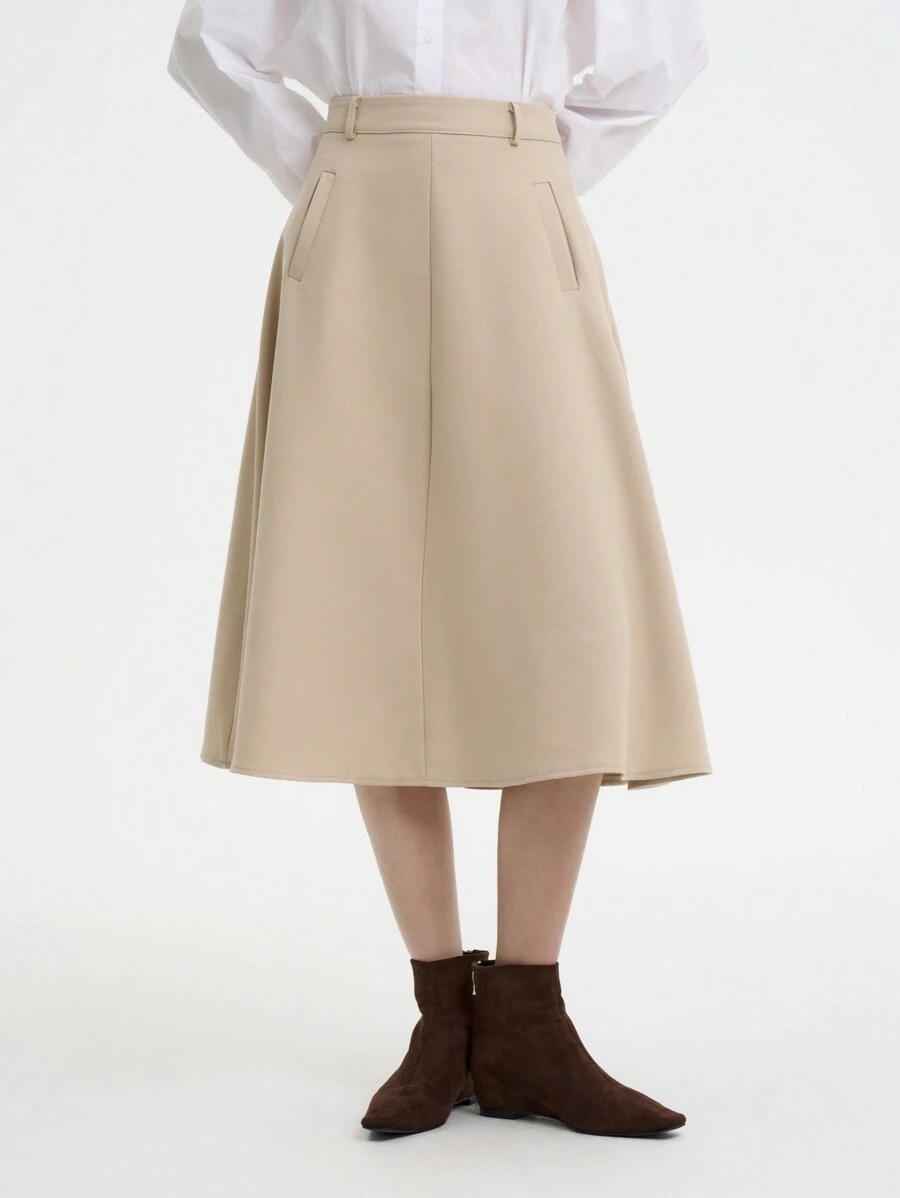 Aalyst Women Beige A-Line Skirt, High Waist