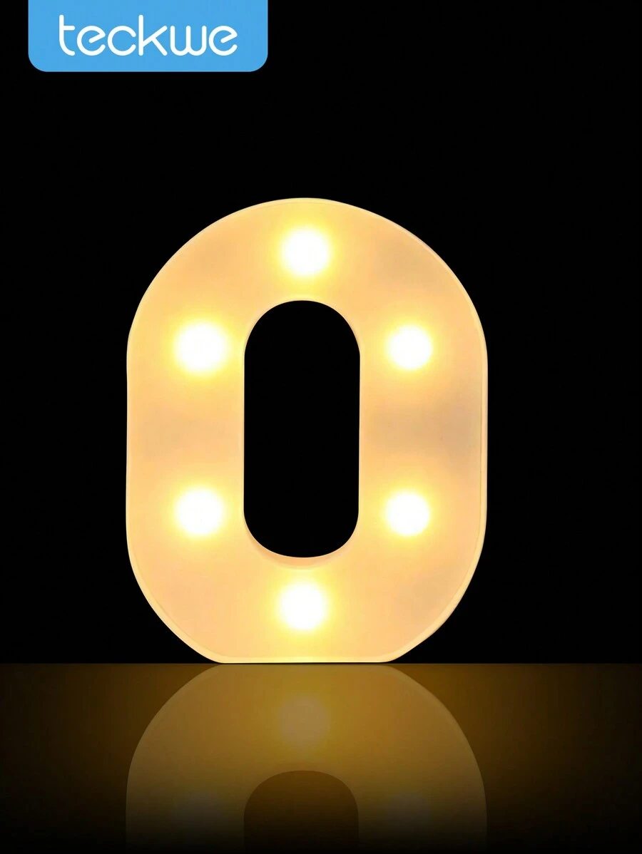 Teckwe Letter Shaped O LED Light, Letters L, Battery Powered LED Marquee Light Up Letters For Party, Suitable For Festive Night Home Desktop Room Atmosphere Decoration, Bar, Night Light, Wedding, Birthday, Home Decor