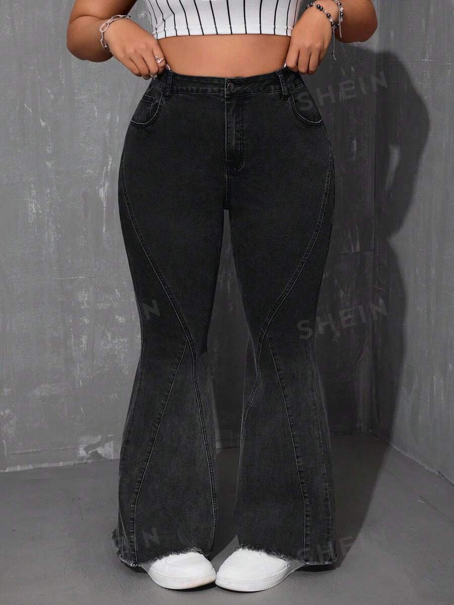 SHEIN EZwear Jeans de mezclilla casuales de talla grande, sencillos y de moda para uso diario