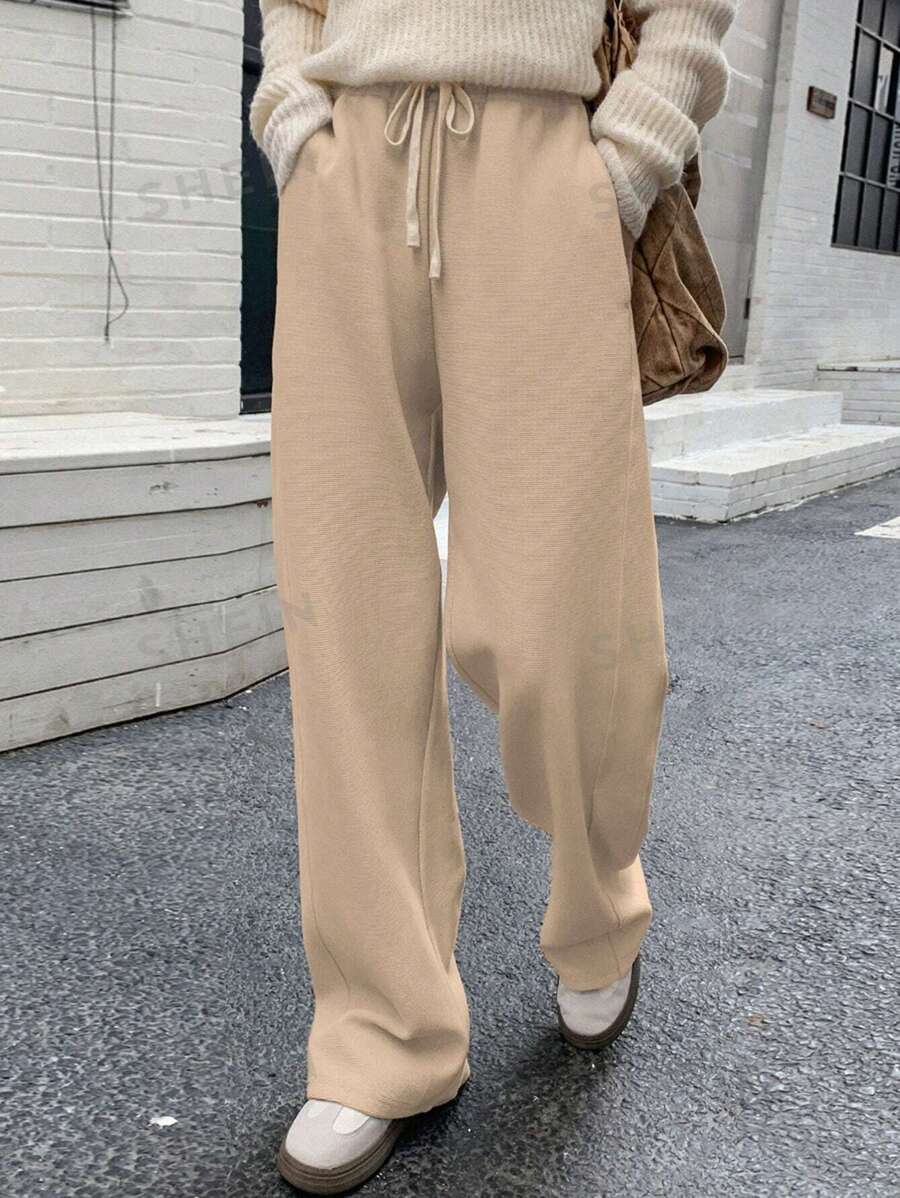 Dazy Star Pantalones deportivos casuales con bolsillo y lazo delantero de unicolor para mujer, para uso diario