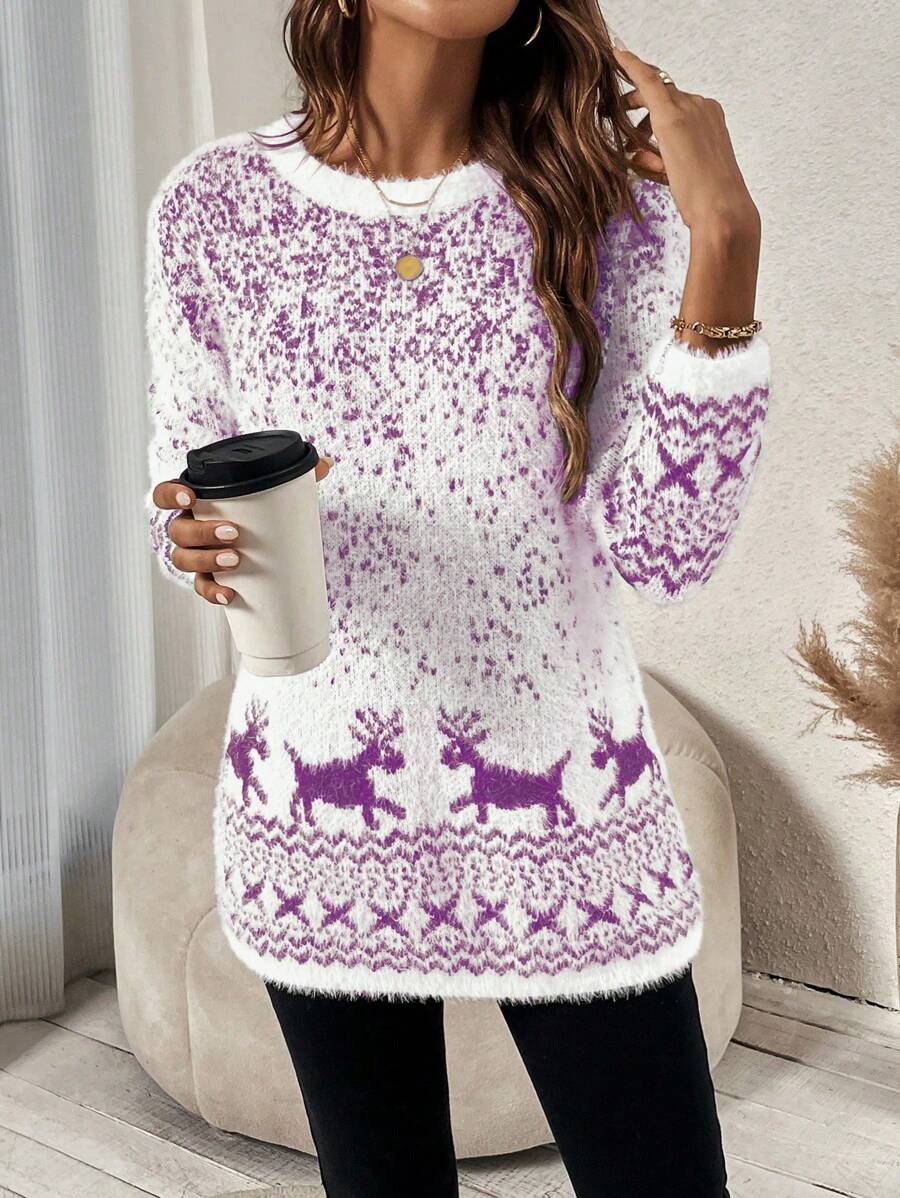 SHEIN LUNE Casual Minimalist Crew Neck Sweater, Suitable For Everyday Wear