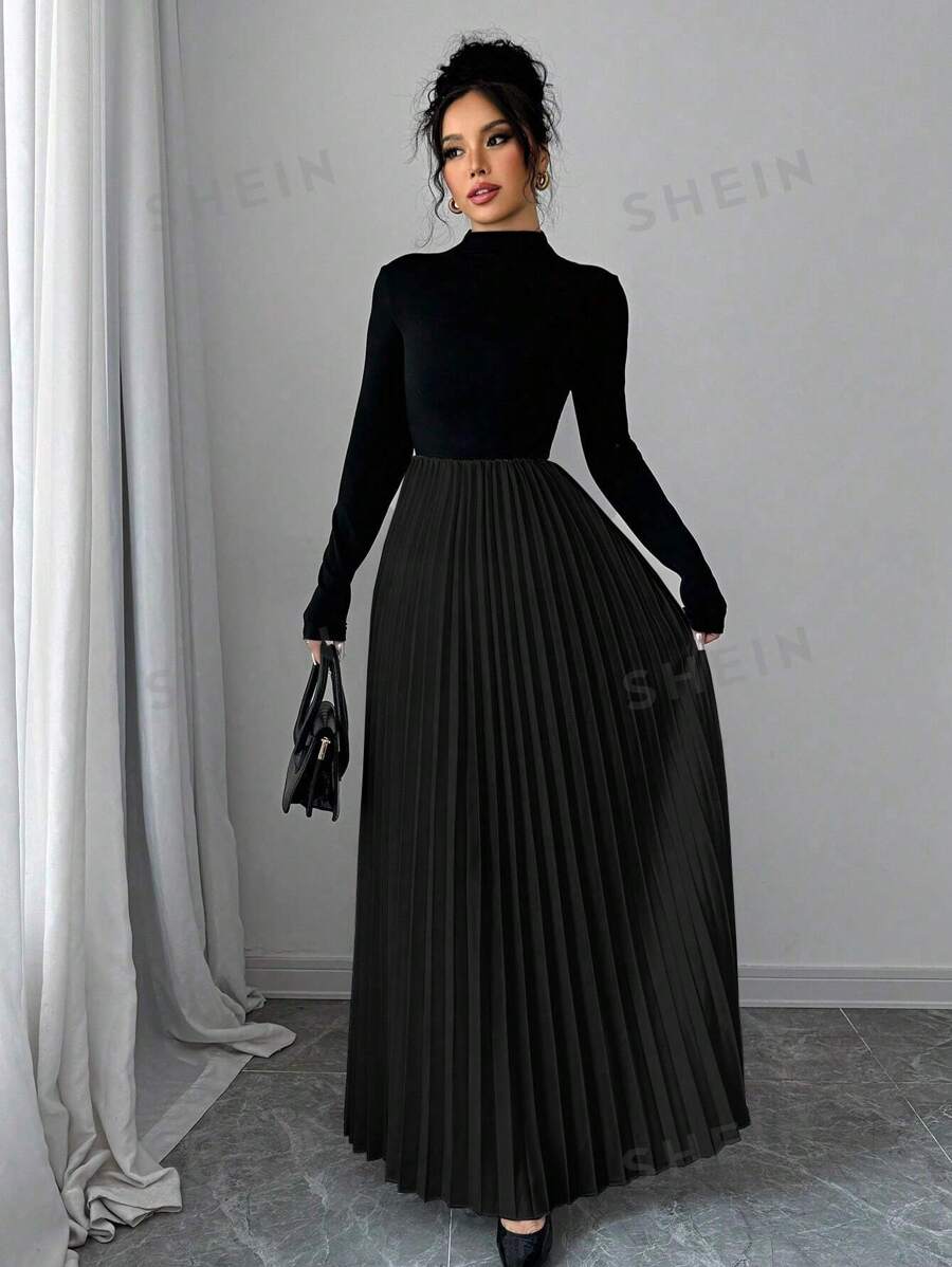 Elenzga Vestido sólido de uso diario, simple y elegante para mujer, atuendo de invierno