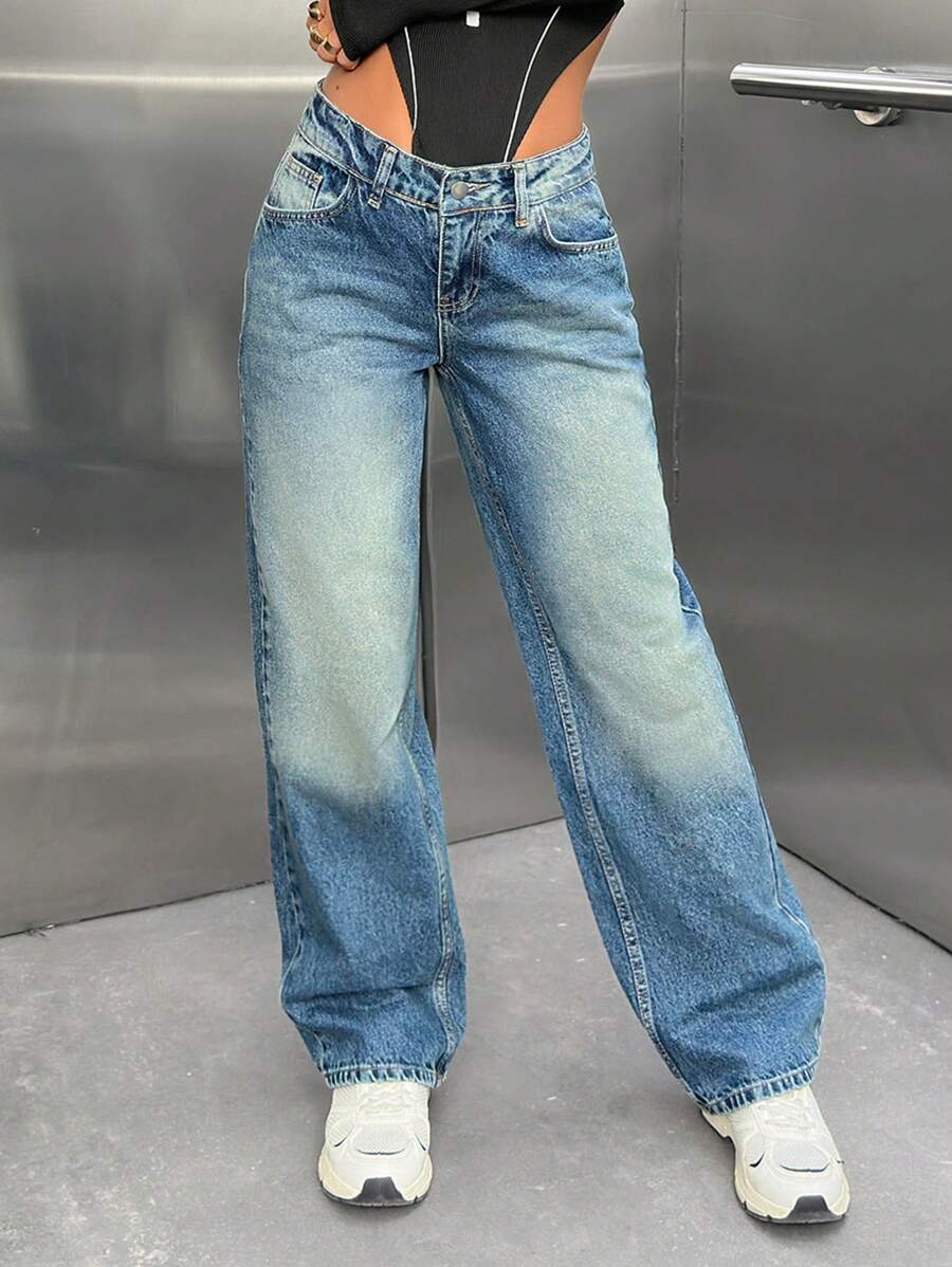 SHEIN VINTAGE LOW WAIST LOOSE STRAIGHT LEG JEAN