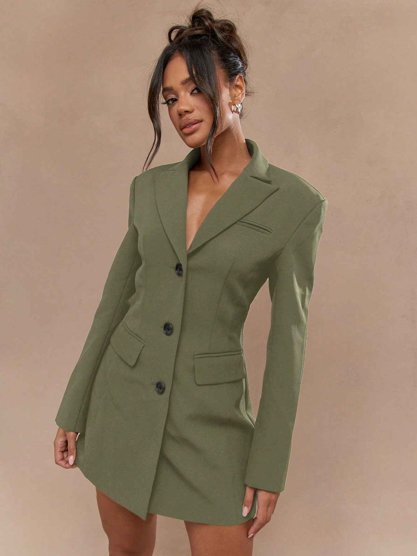 VELLA エメラルドグリーン ジャケット M ショルダーパッド コサージュ