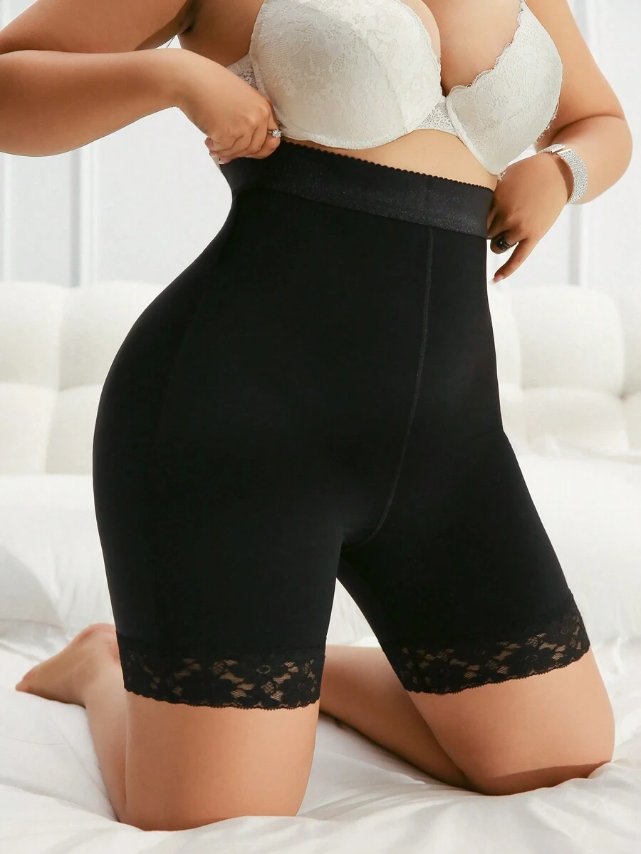 1 pieza Shorts de talla grande de cintura alta que dan forma a los muslos