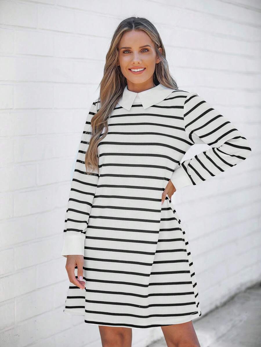 Wildy Women Casual Striped Long Sleeve Dress, Suitable For Autumn Winter Dresses For Women