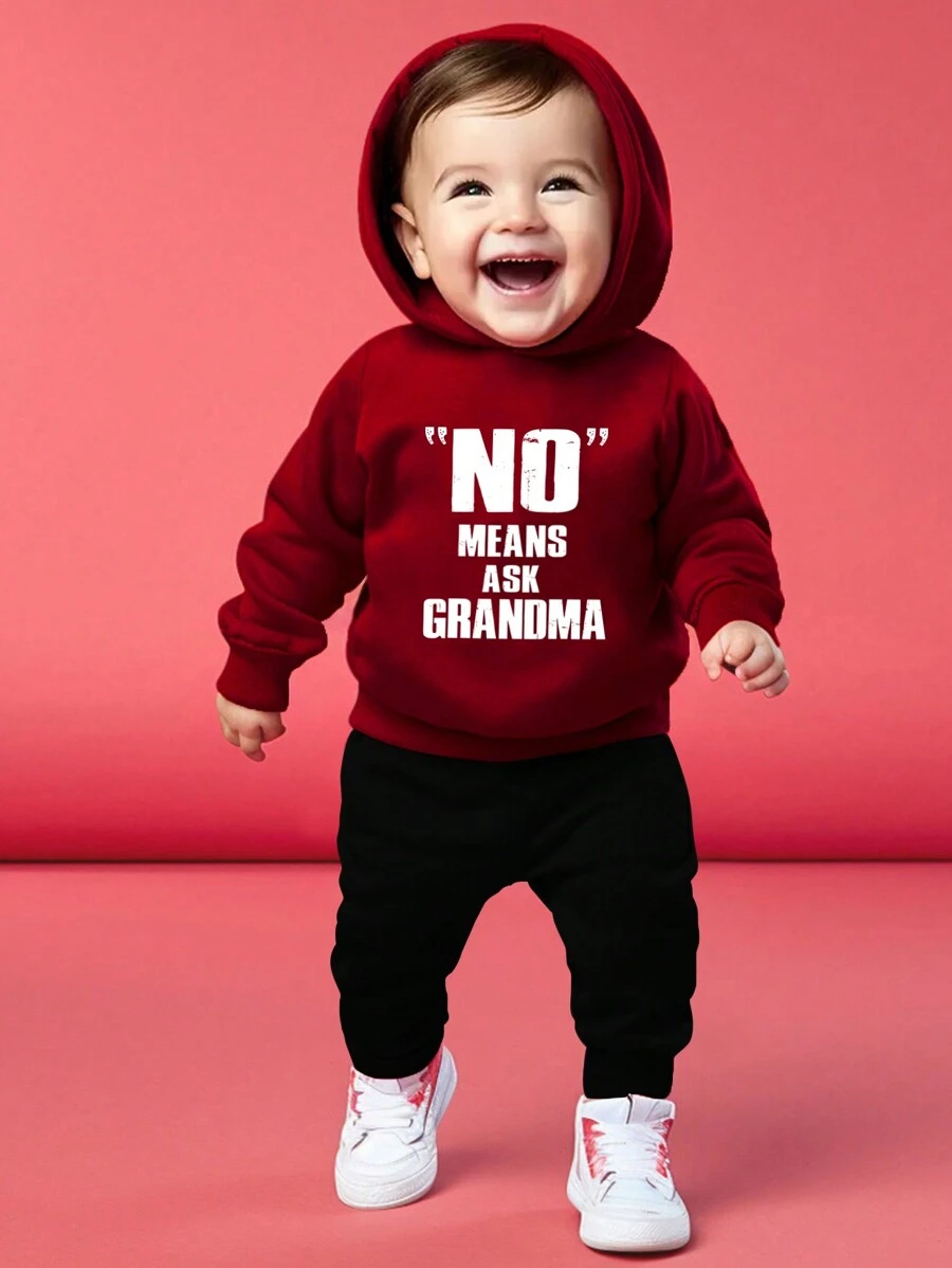 Baby Boys Casual Sporty Letter & Graphic Print Sweatshirt And Sweatpants Set, Autumn/Winter
