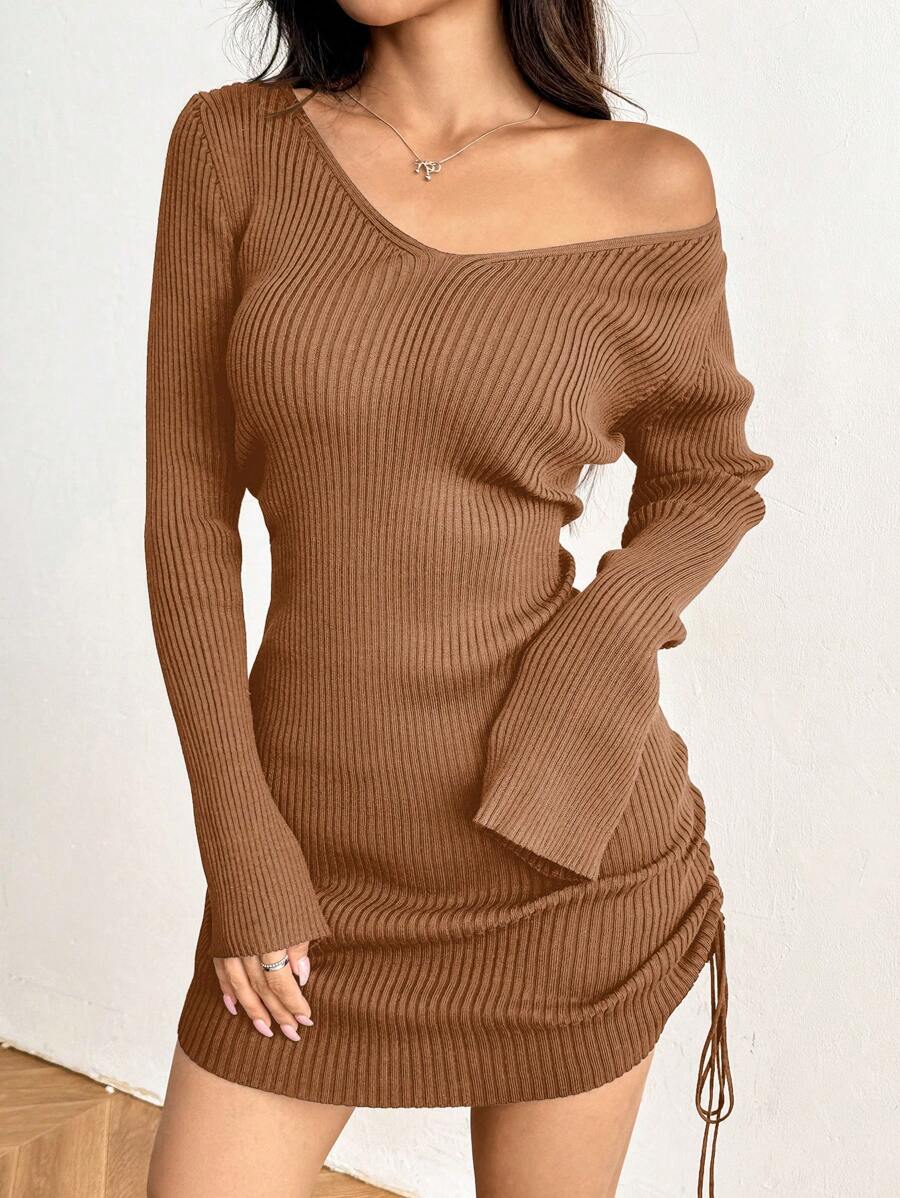 Flirla Women's Open Front Shoulder-Exposing Fitted Solid Color Casual Cardigan, Stylish Daily Wear
