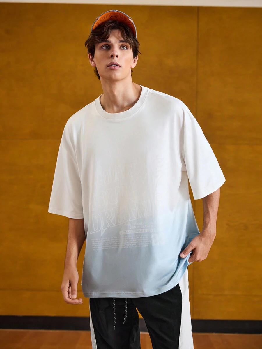 Sport MetroGents Herren Farbverlauf einfaches Rundhals Kurzarm Lässig Sport T-Shirt & Tank Top Set