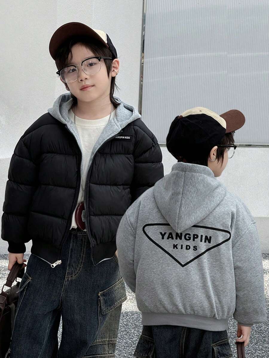 Sudadera con capucha reversible gruesa y cálida para niño preadolescente, de doble uso