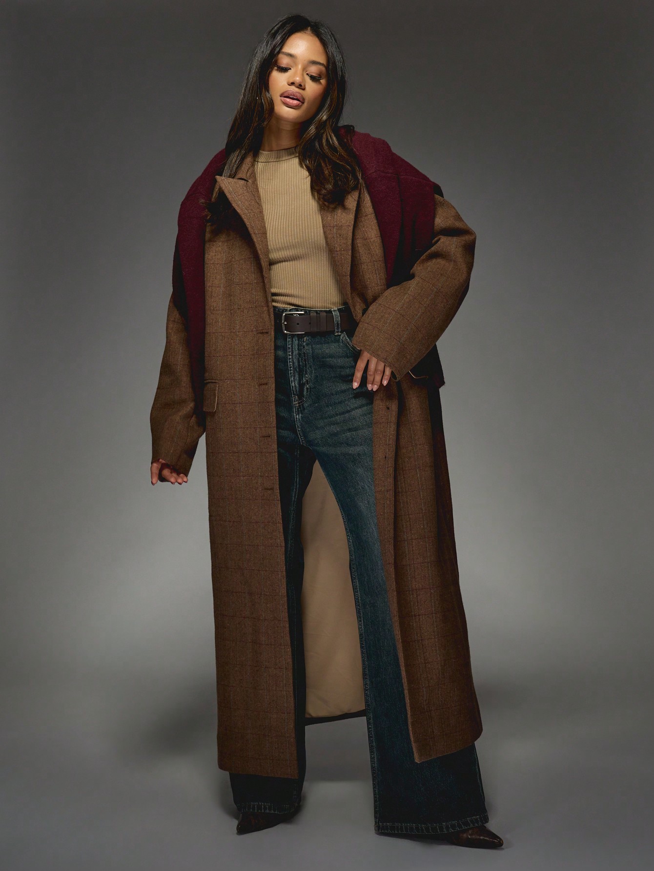 SUITSELECTダブルブレストチェスターコートLツイードヘリンボーン8釦 GALERIE VIE コート チェスターコート ヘリンボーンダブル