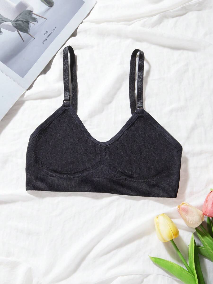 Ropa interior cómoda de punto acanalado de unicolor minimalista para niñas preadolescentes