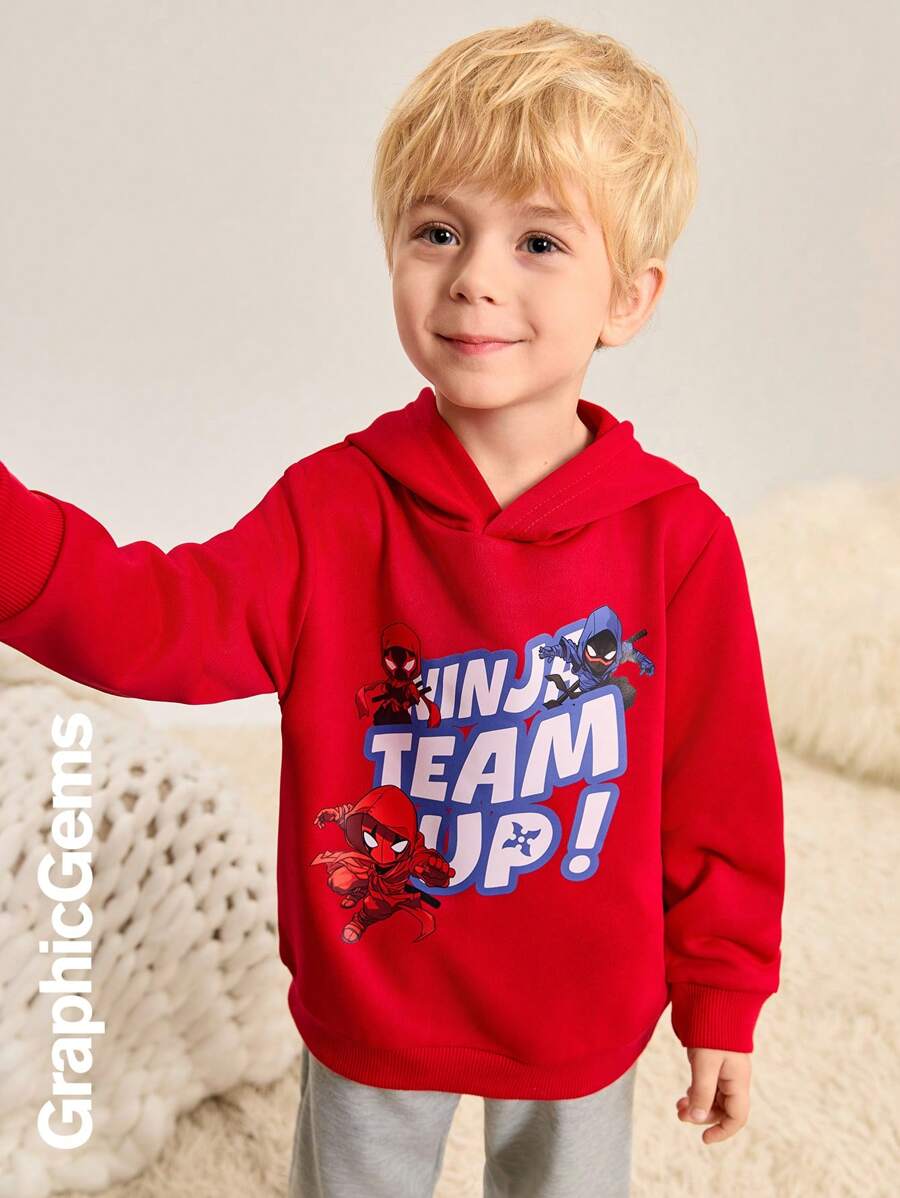 Jonge jongen (klein) Letter Print Eenvoudige Hoodie Sweatshirt