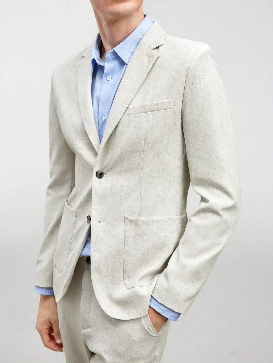 Manfinity VCAY Men's 2pcs Woven Long Sleeve Slim Fit Casual Suit Set