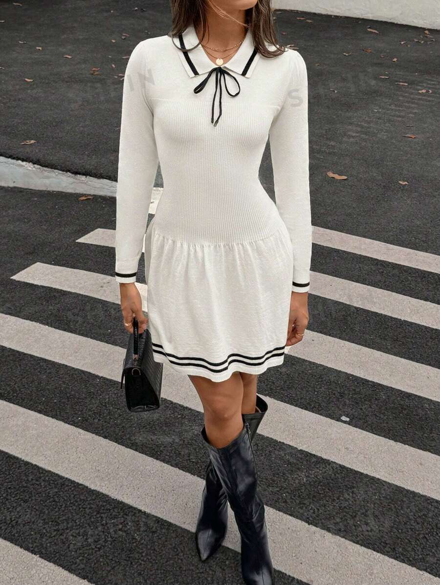 Chiquease Nuevo vestido de suéter de mujer con diseño simple y plisado ajustado, sexy para otoño/invierno