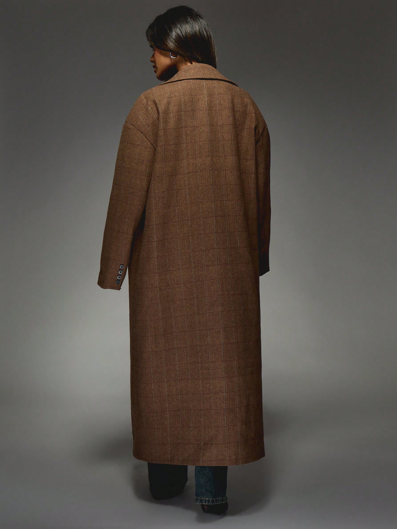 MISSGUIDED ヘリンボーンツイードダブルブレストコート｜MISSGUIDED