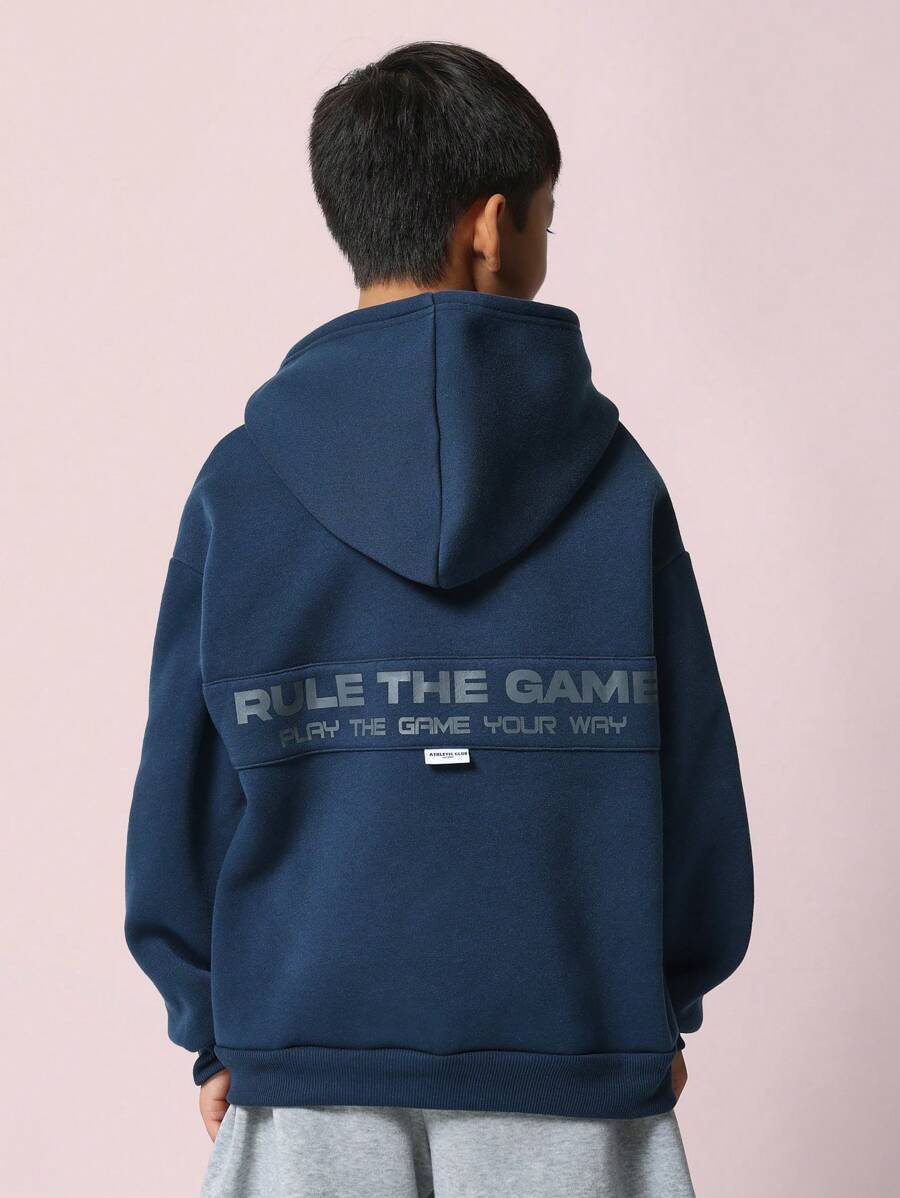 SUMWON Cozy Oversized Gaming Hoodie Rule The Game Slogan Print Sports Casual Gamer Streetwear Pullover Sweatshirt Urban Athletic Loungewear Winter Fall