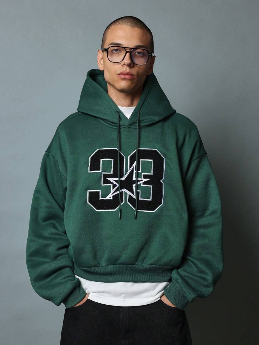 SUMWON Classic Athletic Pullover Hoodie With Star Number Varsity Design Sports Team College Style Kangaroo Pocket Casual Winter Sweatshirt