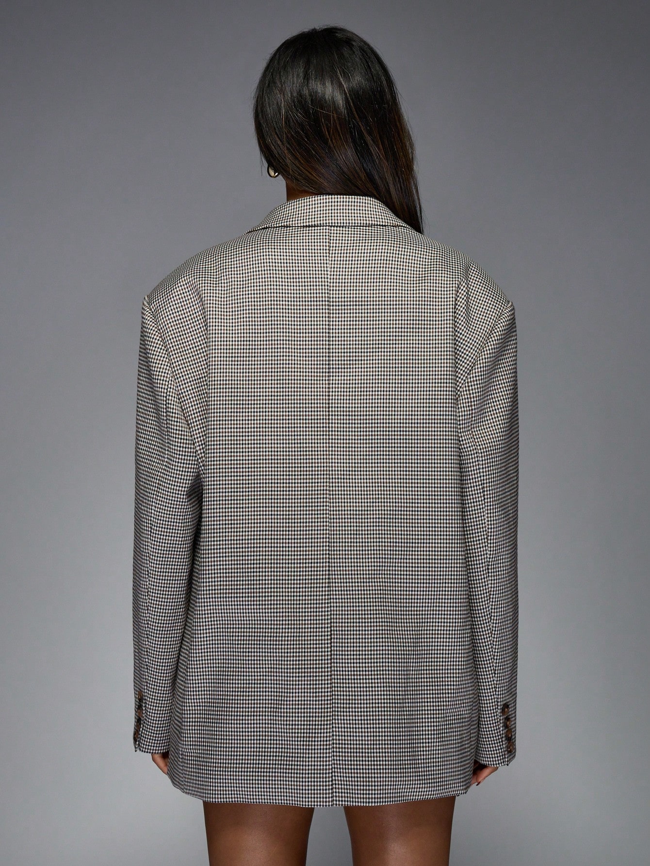 MISSGUIDED Blazer Features Oversized Chic Houndstooth