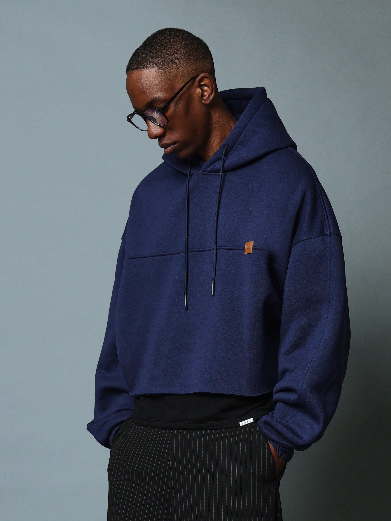 くうるう 0112 Streetwear Cropped Hoodie With Back Text Fall Winter