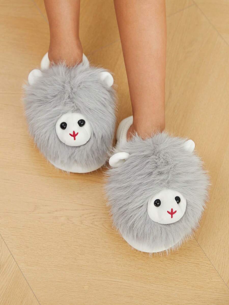 CUCCOO Quty Pantofole in peluche con motivo carino del leone, dalla suola spessa, ideali per Natale, Capodanno, autunno e inverno