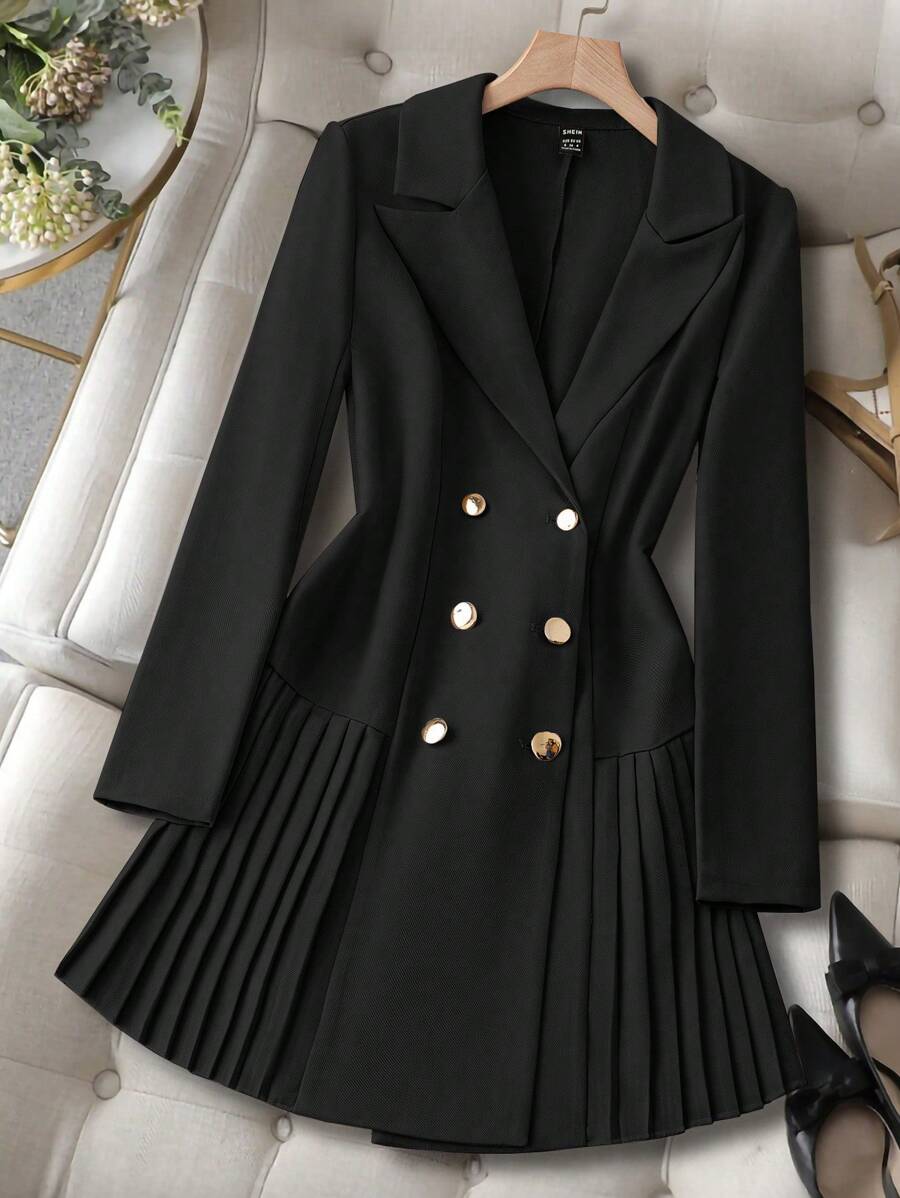 Chiquease Blazer informal de mujer de unicolor con botones delanteros, mangas largas y cuello de solapa