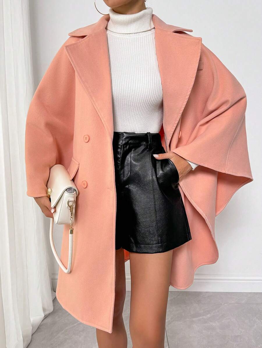 SHEIN Clasi Chaqueta casual de mujer con botones y bolsillos falsos de largo