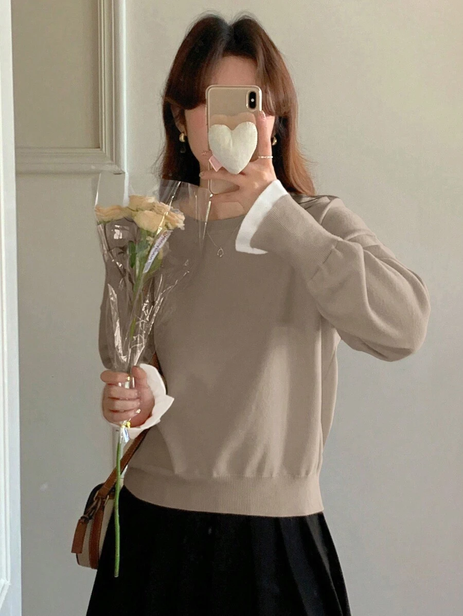 DAZY Women's Crew Neck Long Sleeve Loose Casual Knit Sweater For Autumn/Winter