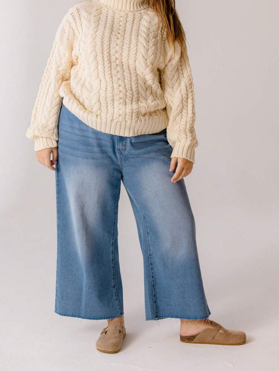 Aralina Curve High Waist Wide Leg Vintage-Inspired Denim Jeans