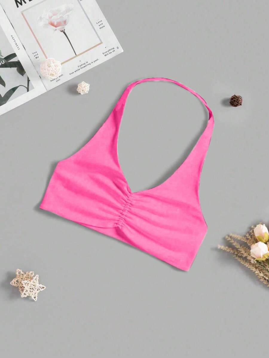 SHEIN Sport Studio Top canotta da allenamento minimalista, a tinta unita, con spalline a spaghetti e schiena aperta
