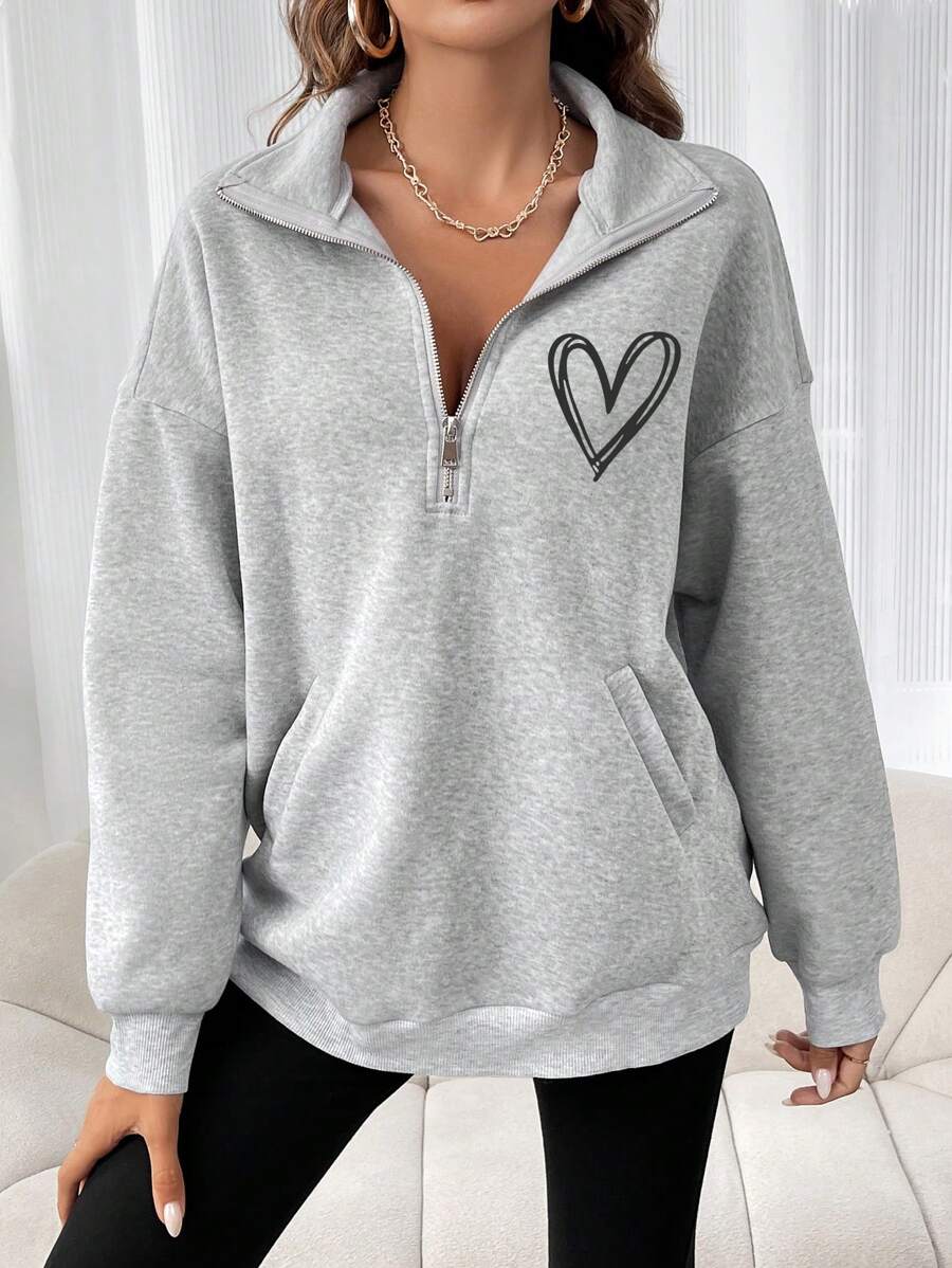 INAWLY Women's Fashion High Collar Half-Zip Front Casual Hoodie Sweatshirt