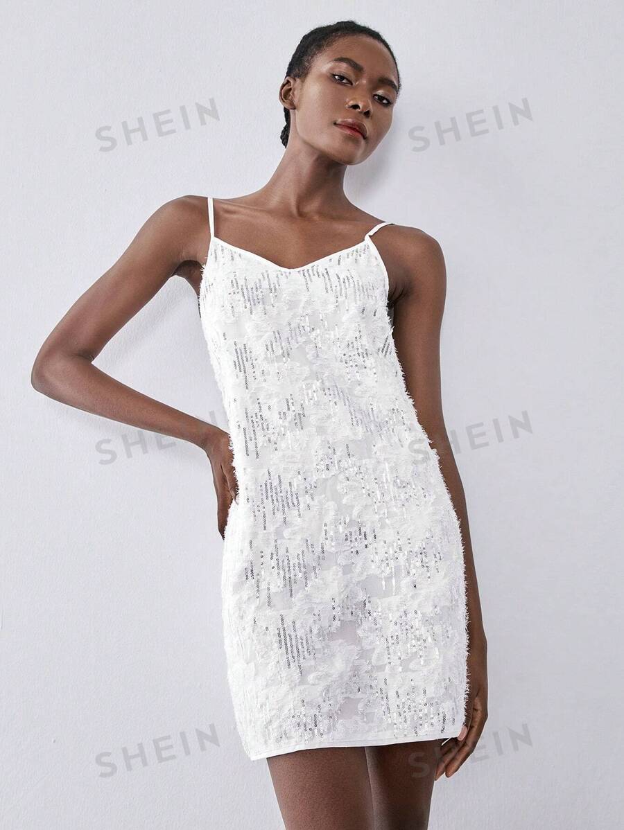 Lumivelle Elegante vestido estilo francés delgado con cuentas, mini vestido con lentejuelas, vestido de fiesta de alta gama, vestido blanco para fiestas y eventos