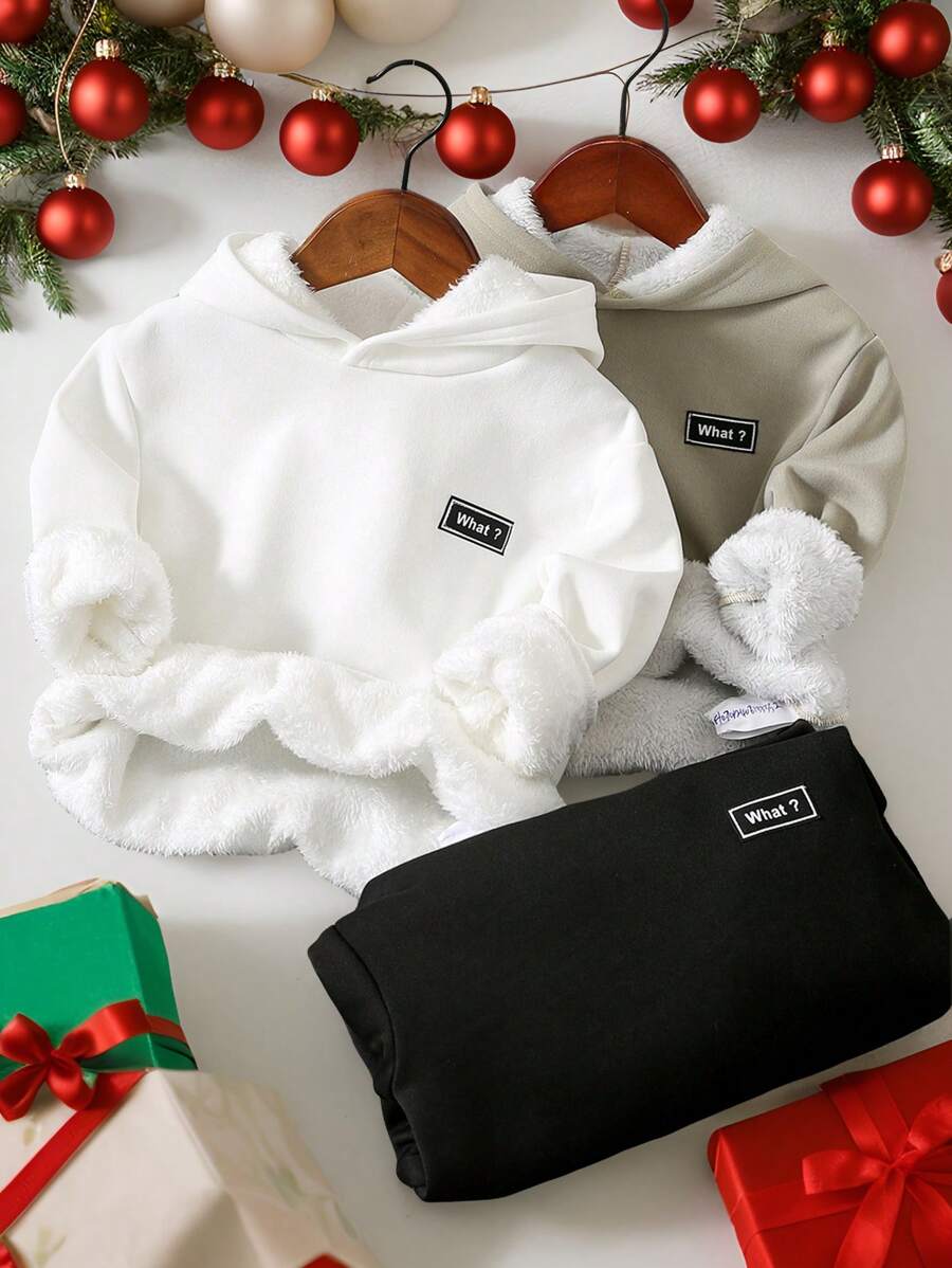 Buy 1 Get 2 Free, 3pcs Kids Christmas Sweaters, Boys Casual Hooded Long Sleeve Loose Fit Pullover, Versatile & Comfortable