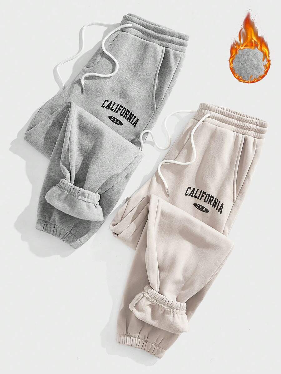 Manfinity VCAY 2 Stücke Herren gestrickte figurbetonte gerade Jogginghose, geeignet für Herbst/Winter